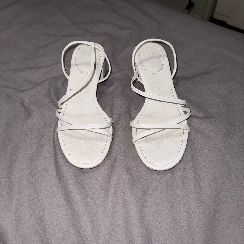 White Strappy sandal heels